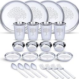 LiMETRO STEEL Stainless Steel Laser Print Dinner Set (Set of 24- Serves 4)-image-50