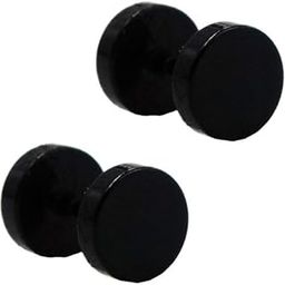 7mm Black Dumbbell Stud Earring for Men and Women -1 Pair-8