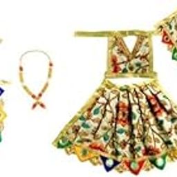 MURIWALE Combo of Multicolour Handcrafted Lakshmi Ji Ganesh Ji, Vastra/Poshak/Dress, Made of Silk Cloth. Combo of 2 Dresses and 2 Mala. Dress Size: Choli 1.5 Inch + Dhoti/Lehenga 2 Inch.-image-7
