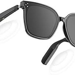 Wireless Smart Glasses for men Bluetooth Smart Shades Air Conduction Sunglasses Audio sun glasses for men Open Ear Sound Eyeglasses with Mic& Speakers Music Touch Control, Black, Adult-6