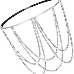 Silver Rhinestone Thigh Chain Boho Layered Crystal Beach Tassel Leg Chains Nightclub Body Jewellery For Women & Girls-23