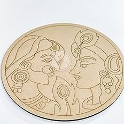 R&H Radha-Krishna PRE-Marked Pinewood 4MM Base, for lippan Art, Crafts, DIY Projects, etc (12 INCH)-image-66