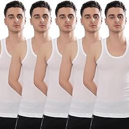 dollar bigboss Men's White Pack of 5 Rib RN Vest-picture-6