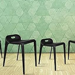 ROSE® Mars Cafe Plastic Stool| Dining Chair | Restaurant Chair | Cafe Restaurant Chair | Outdoor Chair | Banquet Chair | Stacking Chair (Black (Set of 4))-image-2