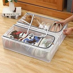 Dhamee Transparent Under-Bed Clothes Storage Bag Organizer - 27 Litre, Dustproof with Zipper & Reinforced Handles for Blankets, Toys, Shoes (60x30x15 cm)-image-63