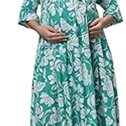 Rayon Tie-Up Neck Floral Printed Pregnancy | Feeding Long Dress | Women's Maxi Length Rayon Printed Maternity | Nursing Dress-image-17