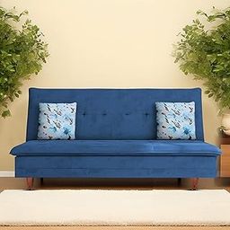 Casaliving Calvin 3 Seater Sofa Cum Bed for Living Room (Blue Fabric) Premium Fabric Sofa-image-95