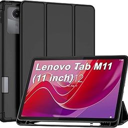 CEDO Smart Case for Lenovo Tab M11 (11 inch) Tri-Fold Flip Cover with 2 Viewing Angles Stand | Pencil Holder | Heat Dissipation Auto Wake-Up/Sleep Mode TPU Backcover (Black)-image-43