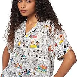 | Official Archie: Comic Strip Women and Girl Hawaiian Shirts|Regular fit Half Sleeve Graphic Printed| 100% Rayon White Color Women Hawaiian Shirts-image-96