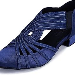 Women Swing Latin Ballroom Salsa Dance Shoes (Closed Toe, Suede Sole) YT12-image-21