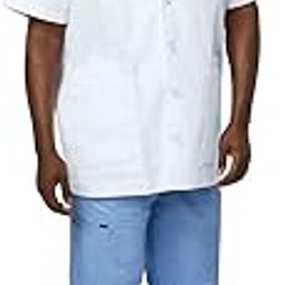 Livinguard Men's Professional Lab Coat | Multiple Functional Pockets | Eliminates bacteria | Looks great over your work attire | Ideal for Doctors, Nurses and Dentists, Short Sleeves | White (M)-85
