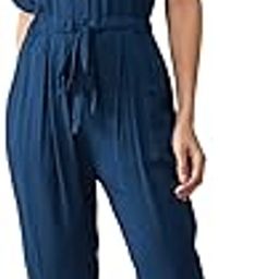 Women's Collared V-Neck 3/4 Sleeves Wrap Jumpsuit-image-34