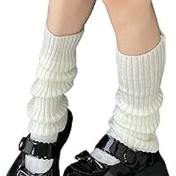 Women's Solid Rib Knit Leg Warmers Y2K 80s Socks-image-80