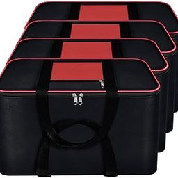 INN-VENTORE 4 Pack Large Underbed Storage Bags for Clothes-Moisture-Proof Cloth Organizer for Storage, Saree Bags with Zippered Closure & Handle, Blanket Cover Bag (54 x 46 x 28 cm) (Black & Red)-image-67