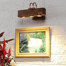 Greenhouse 100% Handmade Sheesham Wood Picture Light/Melamine Coated/9W/Warm White/3 LED's of 3W Each/Rose Gold Plated Metal Bands & LED Housing/Brass Moving Set & Rivets/Home/Office Decor-5