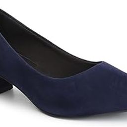 Women's Solid Pointed Toe Block Heel Pumps-image-12