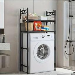 Olpad 2-Tiers Over Washing Machine Storage Rack, Drum Washer Dryer Stand Shelves,Over The Toilet Rack,Bathroom Corner Stand Storage,Bathroom Balcony Floor Bathroom Organizer for Space Saving-image-9