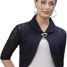 Women Navy Blue Crop Shrug-25