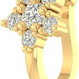FASHIONS Gold Plated White Stone Clip on Non Piercing Nose Pin Pressing Type Nosering for Women & Girls-image-1