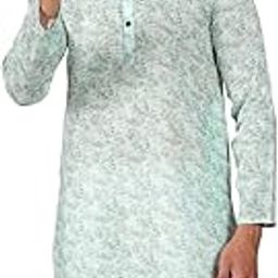 koshin Men's Cream Pure Linen Ethnic Digital Print Kurta with White Solid Pyjama - LIN-DP-image-4