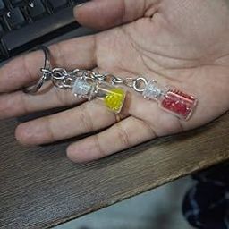 Alloy Steel- 2 Bottle Kechain- Beads Key Chail- Glitter Bottle Key Chain- Fashion Drifting Bottle Keychain- Pack Of 2- Random Colours Will Be Sent, Multi-Coloured-38