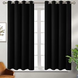 Homestan Blackout Window Curtains 5 Feet Long Set of 2, Room Darkening Blackout Curtains 5 Feet for Window with Grommet Design for Home Decor (5x4 Feet, Black)-image-47