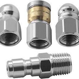 Beduan Pressure Washer Sewer Jetter Nozzle Stainless Steel Button Nose Jet Nozzle, Rotating Flat Jetting Nozzle, Drain Jet Hose Nozzle for Cleaning Sink Drain Pipe 5000PSI-image-12