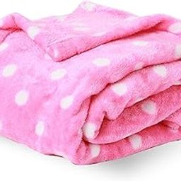 MyNewborn by 10club Polka Dot Sherpa Fleece Baby Blanket | for Baby Girl, Boy, Newborn, Nursery | All Season, AC Blanket |0-12 M | 76x100 cm 240 GSM (Pink)-picture-0