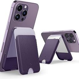 CASEOLOGY by Spigen Nano Pop Magsafe Wallet Stand [Powerful Double Structure] Non-Slip Silicon and Magnetic Card Holder Stand for iPhone 16, 15, 14, 13, 12 Models - Grape Purple-picture-1