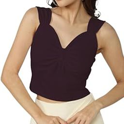 Women's Premium Valentino Made Stylish Bow Pleated Crop Top | Sweetheart Neck & Strappy Singlets | Going Out Summer Tank A-Shirt-image-8