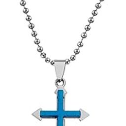 Christmas Gift Lord Holy Jesus Christ Crucifix Cross Locket Blue Stainless Steel 01 Necklace Pendant for Men and Women-image-67