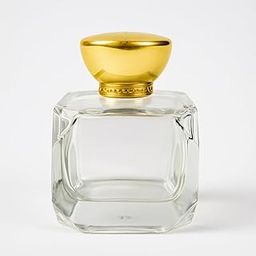 Zenvista Packagings Glass Perfume Bottle, 100ml, Clear with Gold Cap, Rectangular Design-image-94