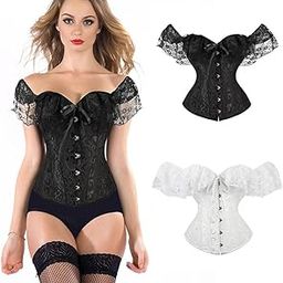 Lace Up Corset Top Blouse Women Bustier Corset For Slimming Gothic Corselet Overbust Black White Bustier Top To Wear Out-image-68