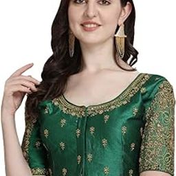 Women's Flower Embroidery Sleeves Cut Work Readymade Saree Blouse-picture-32