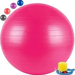 AVMART Anti-Burst Exercise Gym with Pump, Anti-Slip Balance Stability, Heavy Duty Fitness Yoga, Extra Thick Swiss Birthing, Pink (75CM)-16
