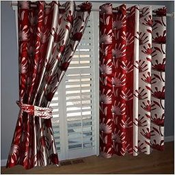 Home Garage Eyelet Door Polyester Curtains Set of 2 - (Maroon 4x7)-image-14