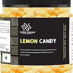 Hungry Harvest Lemon Candy (Lemon Flavour) |Tangy Lemon Candy [Jar Pack] (300 Grams (Pack of 1 of 300 Grams))-image-44