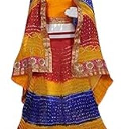 Women's Art Silk Rajasthani Bandhej stitched Ready to wear Lehenga Choli with Dupatta set-image-26