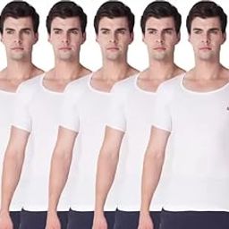 Super Combed Cotton Rib Round Neck Half Sleeve Vest for Men White-picture-9