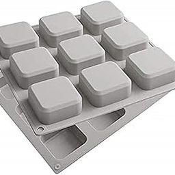 RKPM HOMES Soaps Molds | Silicone Square Shape Mould | Handmade Sharp Edges Soap Making Forms | 3D Moulds for Cake Chocolate Candy Ice Jelly Brownie Dessert | Grey - 9 Cavity-image-5