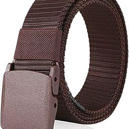 Men's Tactical Belt Nylon Military Style Webbing Belt with Plastic Buckle, brown color-image-6