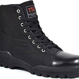Men's Lightweight Extra Soft Inner Sole with Dust Proof Boot High Ankle Jungle Boot Outdoor Canvas Black-picture-3