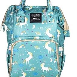 House of Quirk Baby Diaper Bag Maternity Backpack (Green Unicorn)-image-79
