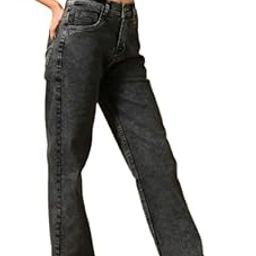 Linaria Women's Baggy Loose Fit Jeans, Grey, Plain Denim (in, Numeric, 32, Regular, Grey)-image-73