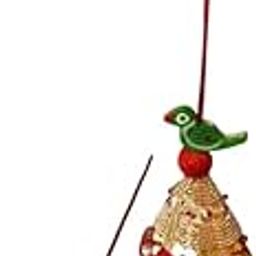 Bhai Bhabhi Rakhi Set S61 – Handmade Rakhi with Mini Parrot & Golden Dome Motif | 2.5-Inch Decorative Design with Red Thread | Unique Raksha Bandhan Gift-image-4