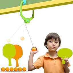 SANTALON Hanging Table Tennis Self Training Indoor Gaming 2 Racket & 5 Practice Ball Portable - Double Sparring Hanging Toys Parent Child Interaction Indoor Toys for Kids-16