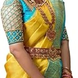 Soft Jacqurad Kanchi Pattu Kanjivarm Traditional Banarasi South Indian Style Silk Sarees With Blouses Piecs-image-90