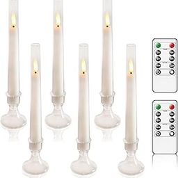 LTETTES Flameless White Taper Candles with Remote,6 PC Acrylic Battery Operated with, Flickering Led for Home Table and Wedding Décor-image-98