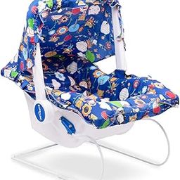 BUMTUM Baby Carry Cot & Rocking Chair with Adjustable Handle| 3-Point Safety Lap Belt | Double Cushioned Washable Seats & Large Canopy for Babies (Blue)-22