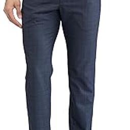 Men's Slim Fit Checks Pattern Poly Viscose Blend Flat Front Formal Trouser-picture-2